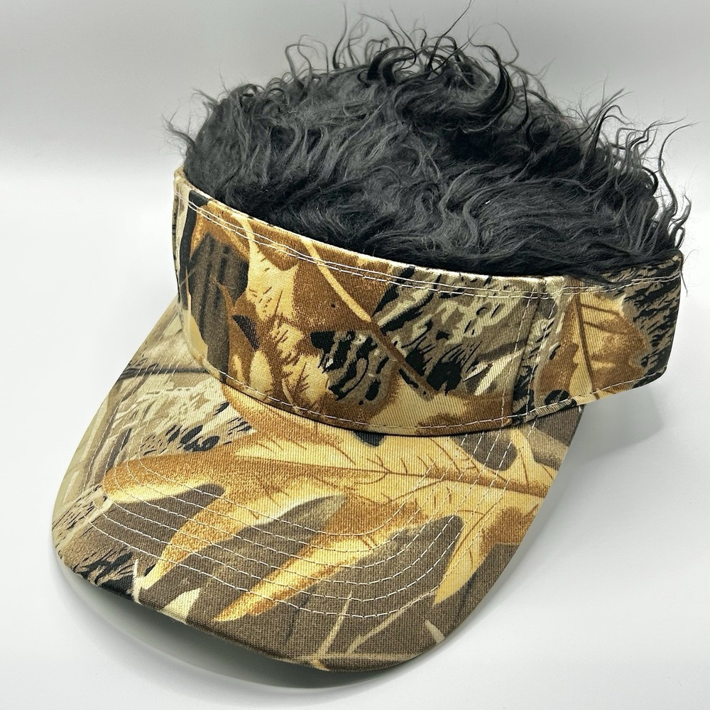 Hair Wig Costume Visor Hat Cap Adjustable Strapback Camo Black Halloween Casual